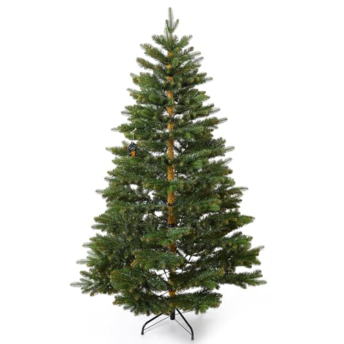 Künstlicher Weihnachtsbaum 180 cm – Christbaum Nordmanntanne mit Spritzguss-PE-Spitzen & PVC-Zweigen – Dicht & naturgetreu – Stabiler Metallständer & Aufbewahrungstasche – Kunst Tannenbaum 180 cm