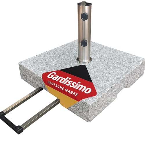 Gardissimo Trolley Granitsockel 70kg mit Rollen Schirmständer für Sonnenschirme bis 5,4 cm Rohrdurchmesser Sonnenschirmständer mit Auszieh-Griff und Rollen