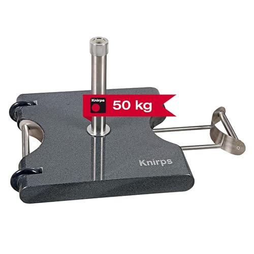Knirps Trolley Granitsockel 50 kg – Hochwertiger Granitsockel mit Edelstahlrohr – Mit 2 Rollen und herausziehbarem Zuggriff