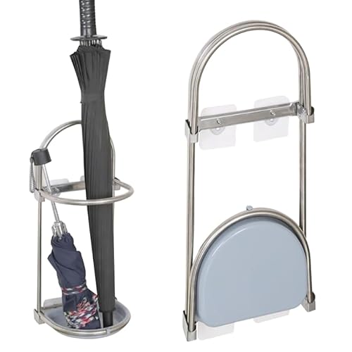 ZIGUIhsou-11 Schirmständer Selbstklebender Regenschirm-Aufbewahrungs ständer, an der Wand montierter Regenschirmhalter, Faltbarer Regenschirm-Trockenständ er aus Edelstahl Hauseingang Büro Hotel