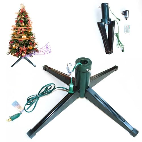 360 Grad Weihnachtsbaumständer, verstellbarer Weihnachtsbaumständer Fernbedienung, Musik, bis zu 2,4 m, 45,4 kg künstlicher Weihnachtsbaum, Metalldrehständer Steckdose