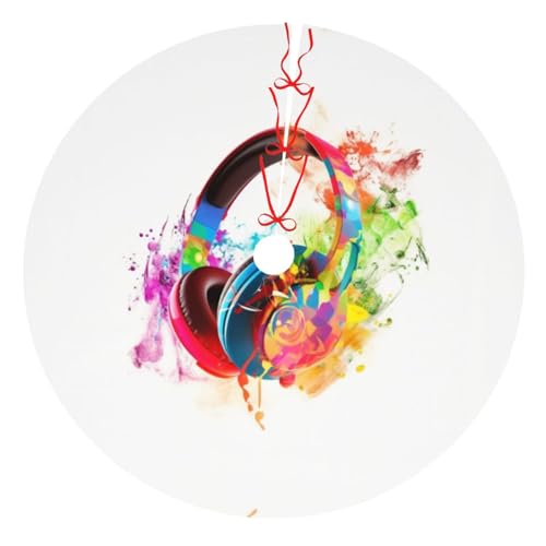 Weihnachtsbaumrock, 76,2 cm, bunte Musik, bedruckt, Weihnachtsbaumschmuck, Bauernhaus, Weihnachtsbaummatte für Weihnachten, Neujahr, Urlaub, Innen- und Außendekoration