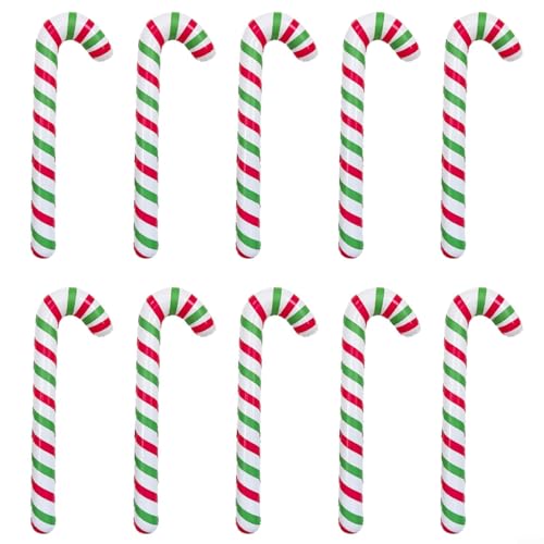 Aufblasbare Zuckerstangen für festliche Outdoor-Dekoration, ideal für Ihre Veranda und den Eingangsbereich, Weihnachtsbaum-Dekoration en (rot und grün), 10 Stück