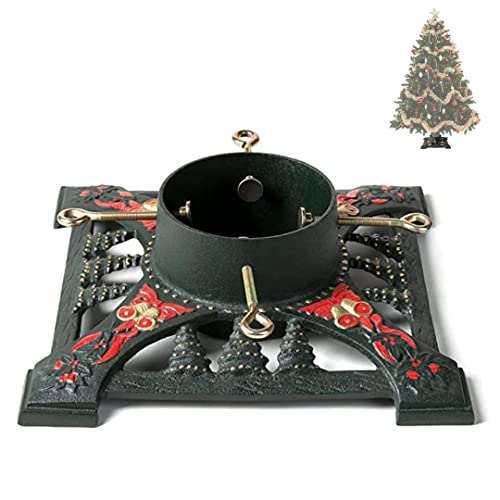 Ventray Weihnachtsbaumständer, 34 x 34 x 14 cm, klassischer quadratischer Weihnachtsbaum, Kiefernbaumbasis für echte Bäume, Rot