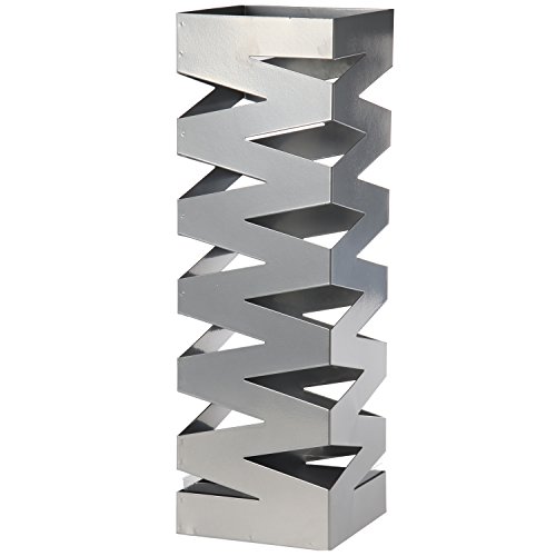 DRW Regenschirmständer aus versilbertem Metall, quadratisch, 15,5 x 15,5 x 49 cm