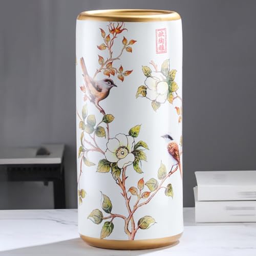 YQMHEZ Keramik-Vintage-Schirmst� �nder, Handappliziert, Chinesischer Regenschirmhalter mit Großer Kapazität, for Zuhause, Hotel, Bürodekoration(White B)