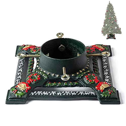 Ventray Weihnachtsbaumständer mit Wasserbehälter, 34 x 34 x 14 cm, klassischer, robuster Universal-Weihnachtsbaum, künstliche Stämme, Kiefernbaum-Basishalter für echte Bäume, Sterne