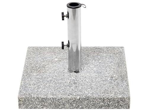 Beliani Garten Sonnenschirmständer Granit/Edelstahl quadratisch grau 45x45 cm Cerzeto