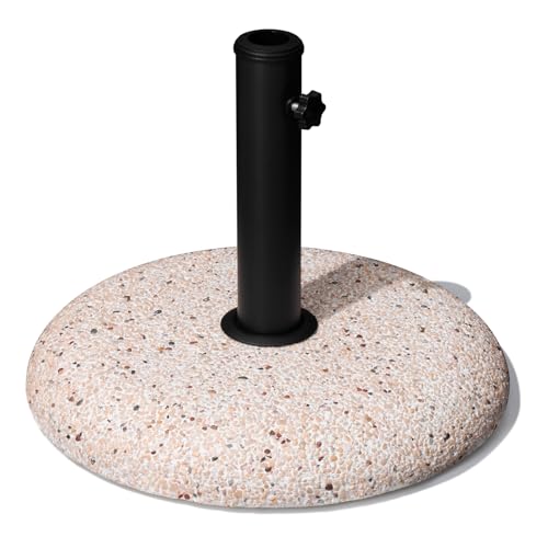 Schirmständer für Terrasse, 20,4 kg, für den Außenbereich, Beton mit Kopfsteinpflasterdekor, robuster Schirmhalter, Outdoor-Basis für Terrasse, Pool, Hof (gelb)