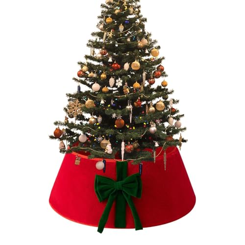 Weihnachtsbaumkragen - Dekoration mit Schleifenknoten, wiederverwendbarer Weihnachtsbaumständerroc k, interaktives faltbares Korb-Layout, detailliertes Rockarrangement, ausdrucksstarkes festliches