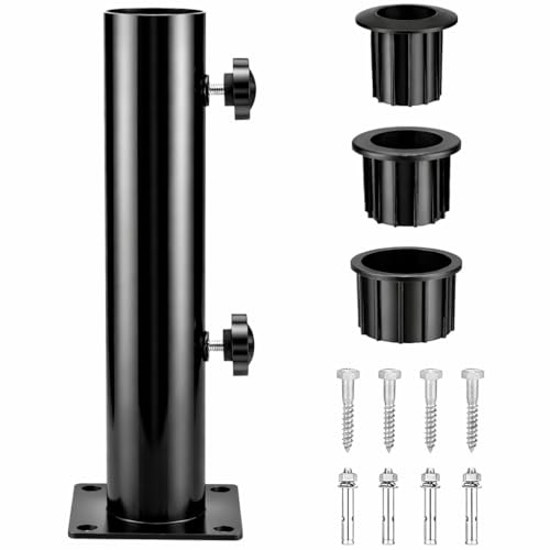Zevmi Universal Sonnenschirmständer Verstellbarer: Schirmständer für Sonnenschirm mit 8 Stahlnägel für Eisenplatte Granit Platte Zementplatte - Universal-standrohr aus Edelstahl(Schwarz)