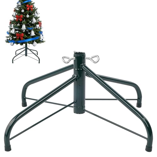 AddGrace Zusammenklappbarer Weihnachtsbaumständer aus Metall, passend für 2,2 cm lange Stange für Heimdekoration (43,2 cm), Grün