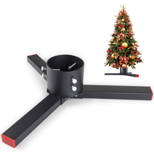 EFUTURETIME Weihnachtsbaumständer Gross Verstellbarer Ø4-10cm Baumstämme, Christbaumständer Metall Abnehmbare für Echte Bäume 120-210cm, Tannenbaumständer für Outdoor und Innen Verwendbar, Schwarz