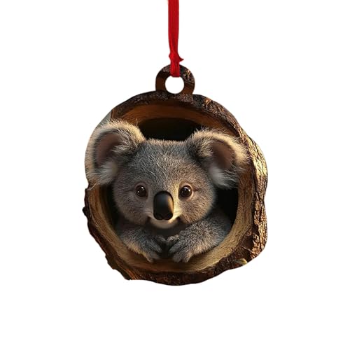 Tier-Weihnachtsornament, Weihnachtsbaum, Tiermuster, 2D-Acryl-Ornament, Tierdekoration, saisonal, für Weihnachtsbaum, Decke, Weihnachtsandenken Pflanzentöpfe Innen (B, One Size)