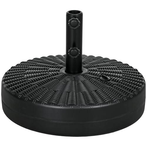 Outsunny Sonnenschirmständer 29 kg Sonnenschirmfuß für Ø38/48 mm Schirmstangen Schirmständer mit Rattanoptik für Garten Balkon HDPE Schwarz Ø51 x 36 cm
