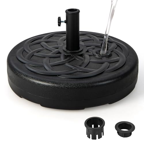 KOMFOTTEU Runder Sonnenschirmständer aus Kunststoff, Schirmständer mit Griff, Balkonschirmständer für Schirmstöcke von 38/48 mm, Marktschirmständer befüllbar mit Wasser oder Sand, für Garten, Terrasse