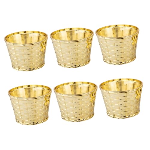 TOPBATHY Weihnachtsbaum-ständer-u nterstützungshalterung 6er-Pack Desktop-Weihnachtsbaum-Ba sis Dekorativer Korb Gold 12 cm