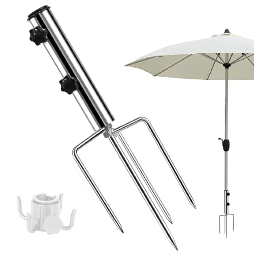 Sonnenschirmständer Verstellbarer, 25 cm Schirmständer Sonnenschirm,Abnehmbarer Verstellbarer Erdspieß?Bodenspieß Sonnenschirm für Angeln, Strand, Rasen, Camping, Abnehmbar, Stark Gesichert