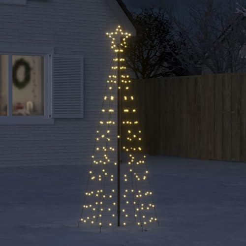 Amorsee LED Weihnachtsbaum Aussen, Beleuchtet Tannenbaum mit Erdspießen, Christbaum 220 LEDs 8 Lichteffekte, Warmweiß, Weihnachtsdeko Lichterbaum Innen Außen, 180 cm