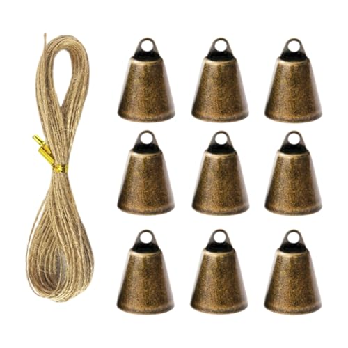 ECVGHD Set mit 9 Metallglocken für Weihnachtsbaumdeck, 5 m Seil im Inneren