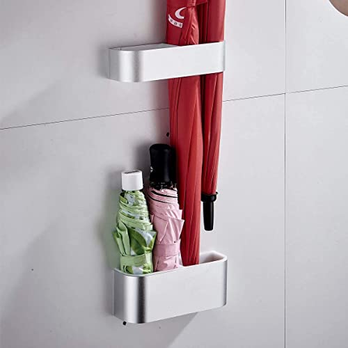 Sport Tent-Schirmständer Wand Regenschirmständer Wasserauffangschale Wandschirmständer für Flur Zuhause und Büro (Matt Silber)
