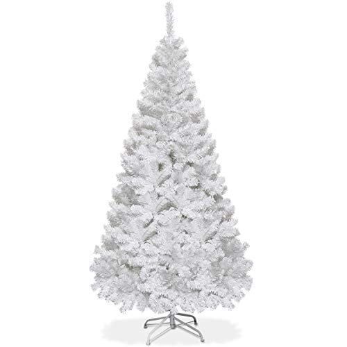 COSTWAY 180cm Künstlicher Weihnachtsbaum, Tannenbaum mit Metallständer, Christbaum PVC Nadeln, Kunstbaum Weihnachten ideal für Zuhause, Büro, Geschäfte und Hotels, Weiß
