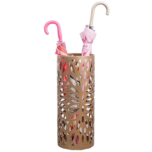 Suixtil Runder Vintage-Schirmständer aus Eimern for Gehstöcke, durchbrochen geschnitzter Schirmhalter aus Metall, Schirmständer for den Innenbereich for das Home Office