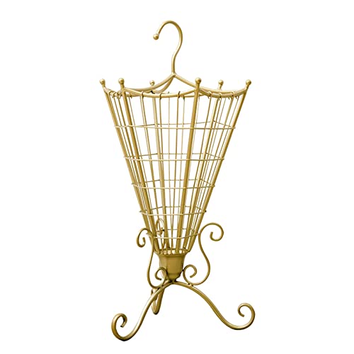 LUNEZY Schirmständer aus goldenem Metall, durchbrochenes Vintage-Design, Schirmständer für die Aufbewahrung von Büro- und Haushaltsgegenständen