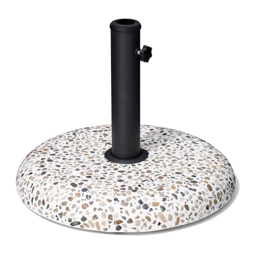 JOINHOM Schirmständer für Terrasse, 20,4 kg, für den Außenbereich, Beton mit Kopfsteinpflaster-Dekor, robuster Schirmhalter, Outdoor-Basis für Terrasse, Pool, Hof (Kopfsteinpflaster)