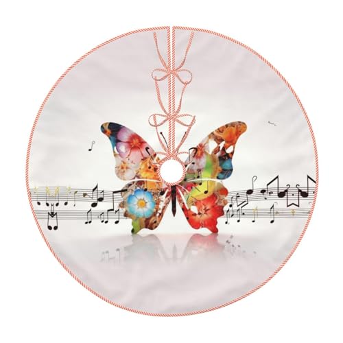 Weihnachtsbaumrock, 76,2 cm, Musik-Schmetterling, bedruckt, Weihnachtsbaumschmuck, Bauernhaus, Weihnachtsbaummatte für Weihnachten, Neujahr, Urlaub, Innen- und Außendekoration