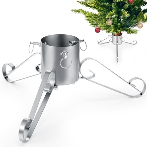 Liliful Weihnachtsbaumständer für lebenden Baum, stabiler Metall, kleiner Baumständer, elegant, strapazierfähig, passend für 2,5 m echte Weihnachtsbaumdekoration (weiß)