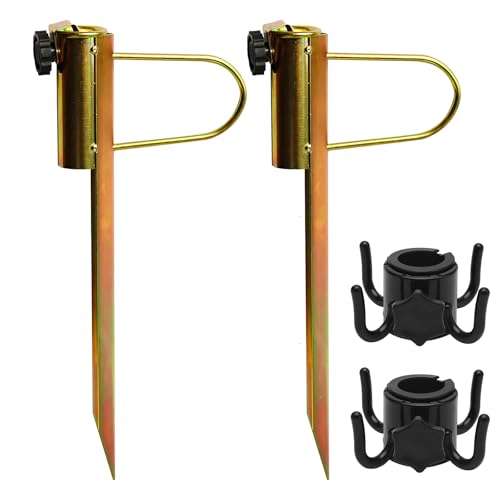 HENGBIRD Rasendorn Sonnenschirmhalter, 2 Stück Metall Sonnenschirmständer, Sonnenschirm Halterung Erdspieß, Rasendorn für Sonnenschirme für Sonnenschirme mit einem Durchmesser von 20-35 mm