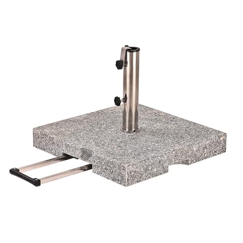 DEMA Schirmständer DST50Pro - Granit Sonnenschirmständer, bis 50 mm Rohr, 4-fach-Adapter, 50 kg, mobil mit Rollen, höhenverstellbar, ideal für Garten, Terrasse, Gewerbe