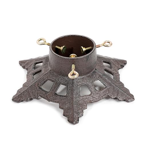 Sungmor Weihnachtsbaumständer aus Gusseisen, robuster Baumständer für künstlichen Baum und echten Baum, Vintage Schneeflocken Mus ter, Metall, Weihnachtsbaumsockel, hält bis zu 2,4 m Durchmesser, 10,2