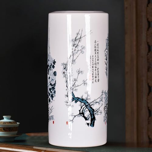 Handgefertigter Schirmständer aus Porzellan, Keramik, Vintage-Stil, Bauernhaus-Stil, Eingangsdekoration, freistehend, multifunktionaler Halter für Stöcke und Blumen