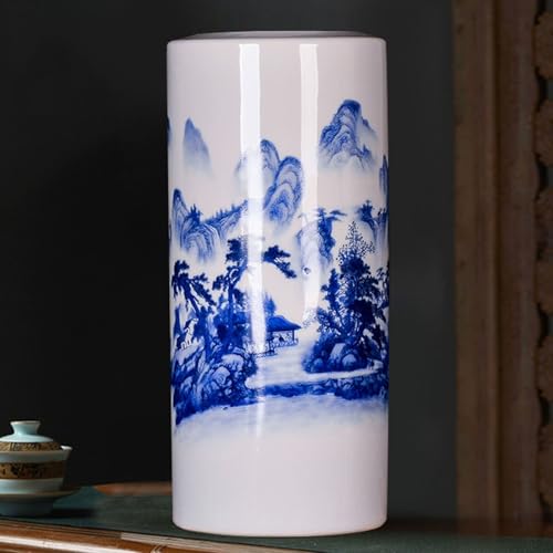 Multifunktionaler Vintage-Schirmständer aus handgefertigtem Porzellan – freistehender Stockhalter & Bodenvase für Eingangsbereich, Zuhause und Büro, Dekor mit eleganten Applikationen.