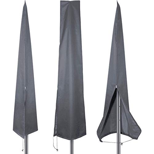 PATIO PLUS Schutzhülle für Sonnenschirme, mit Reißverschluss?Schutzhü lle 2 bis 3 M Große Sonnenschirm Abdeckung Wetterfeste UV-Anti Winddicht und Schneesicher Outdoor für Ampelschirm, Grau 190x25/50cm