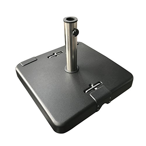 Christopher Knight Home Larissa Outdoor 54 kg Beton Quadratischer Schirmständer mit Edelstahlkragen, Schwarz