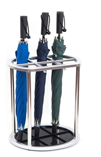 OXOAMP Schirmständer Kompakte Regenschirmbox aus Edelstahl, Regenschirmständer, Hotelgeschäft, großes Lagerregal, 6 Löcher, Metallschirmeimer