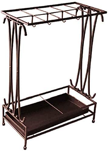 Schirmständer aus Metall, moderner Halter, Aufbewahrung, Vintage-Regal für den Außenbereich, mit herausnehmbarer Abtropfschale für Zuhause, Halter, Büro, Hotel, Restaurant, Weiß (Weiß) (Braun)