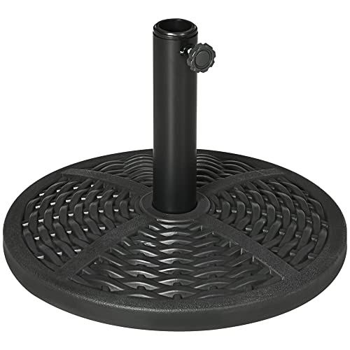 Outsunny Sonnenschirmständer aus Beton, Schirmständer mit Stahlrohr, Rund Schirmhalter, Schirmgewicht, Ständer für Sonnenschirm Ø38/48 mm, für Balkon, Terasse, Garten, Schwarz