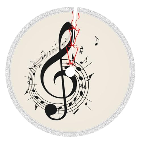 Weihnachtsbaumdecke mit Musik-Symbol, Weihnachtsbaum-Basis, Abdeckung mit Quaste für Weihnachtsbaum, Urlaub, Party-Dekorationen, 91,4 cm