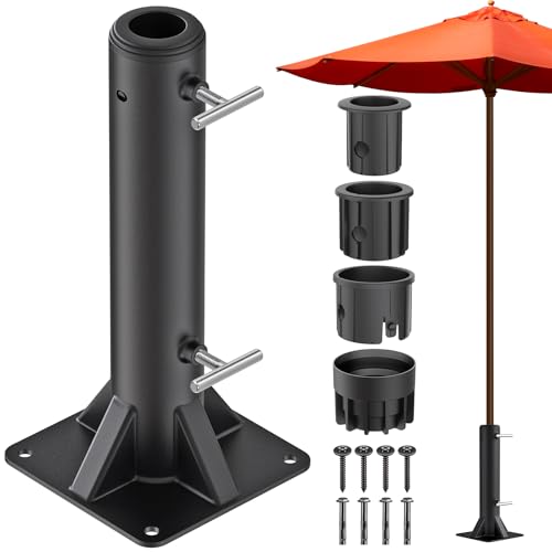 Dolibest Robuster Schirmhalter mit Kunststoffhülse, vollständig geschweißter Stahl-Terrassenschirmstä nder bis zu 5,1 cm Stangen, Outdoor-Schirmständer für Terrassentisch, Balkon, Decks, Docks