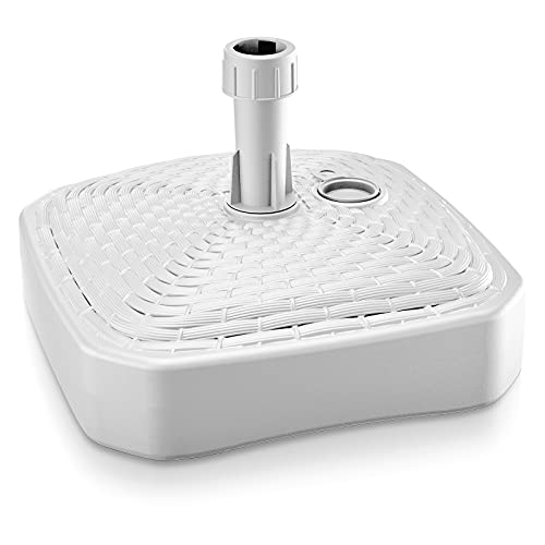 Deuba® Sonnenschirmständer Poly Rattan Eckig bis Ø 26 mm Mast Befüllbar Sonnenschirm Schirmständer Ständer Gartenschirm Balkon Terrasse Garten Weiß