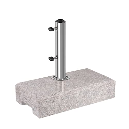 Sekey Granit Sonnenschirmständer mit Edelstahlrohr, Hochwertiger halb-Sockel, für Schirmstöcke bis 22-38 mm, Balkonschirmständer 25KG Grau