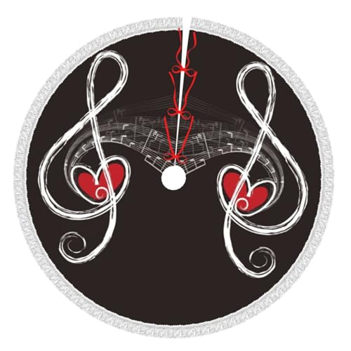 Musik Symbole Liebe Druck Quaste Weihnachtsbaum Rock Weihnachtsbaum Rock Urlaub Neujahr Party Weihnachten Party Dekor 76,2 cm 91,4 cm 121,9 cm