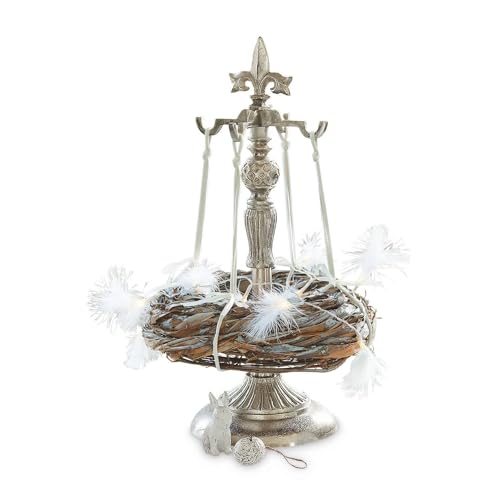 Loberon Kranzständer Edmond, kunstvoll verziert, Adventskranzständer, Advent, Weihnachtsdekoration, Weihnachten, Aluminiumguss, Silber