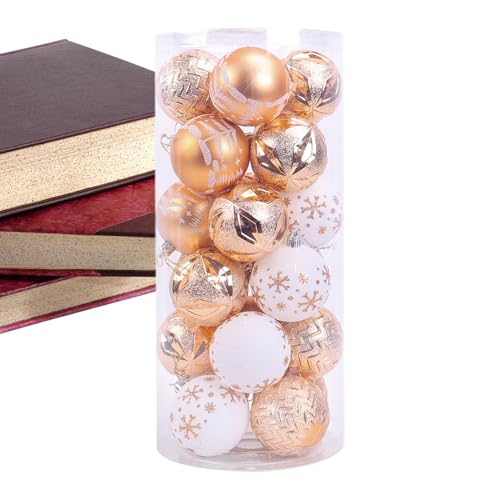 Weihnachtsbaumkugeln, Anhänger Weihnachtskugel - 24 bemalte Weihnachtskugeln bruchsicher | Christbaumkugel-Ornamente für den Weihnachtsbaum von Decke