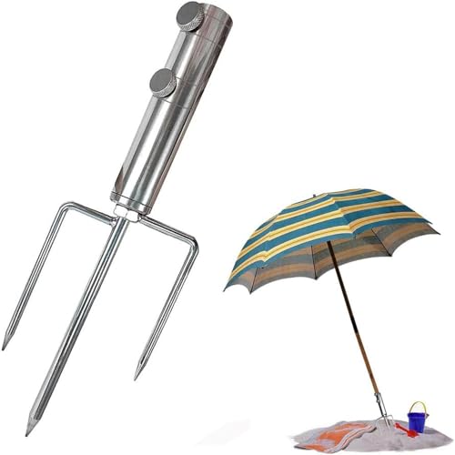 JACKANNA Edelstahl schirmständer erdspieß 4-füßiger Windstabiler Schirmhalter mit Verstärkter Universalmontage für Garten, Camping & Strand (Regenschirm Erdungsstecker für Stative)