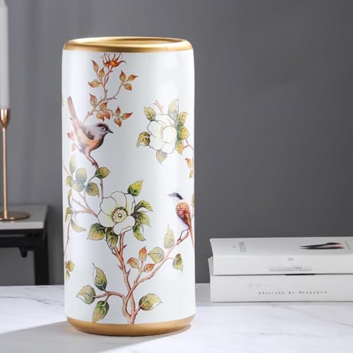 BESTXH 01,19.5 * 44cm, SchirmstäNder Aus Porzellankeramik, Vintage-Stockhalter Zum Aufstellen Auf Dem Boden, Handgefertigter SchirmstäNder Mit Applikation, StockstäNder Zum Aufstellen